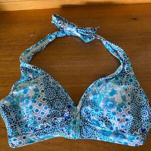 Kona Sol Blue Floral Bikini Top